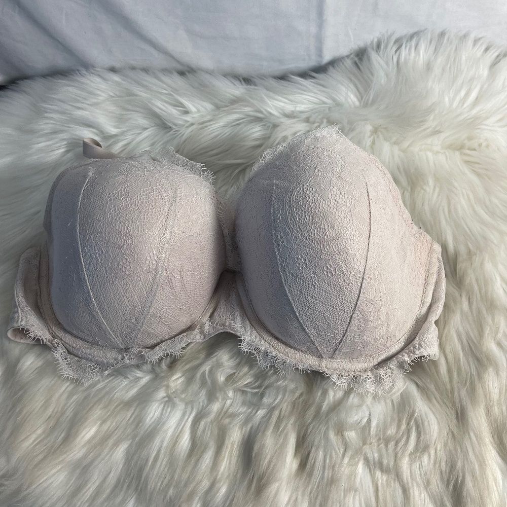 Victoria's Secret Dream Angels Cream Raw Edging Full Cup Bra Sz 36DDD